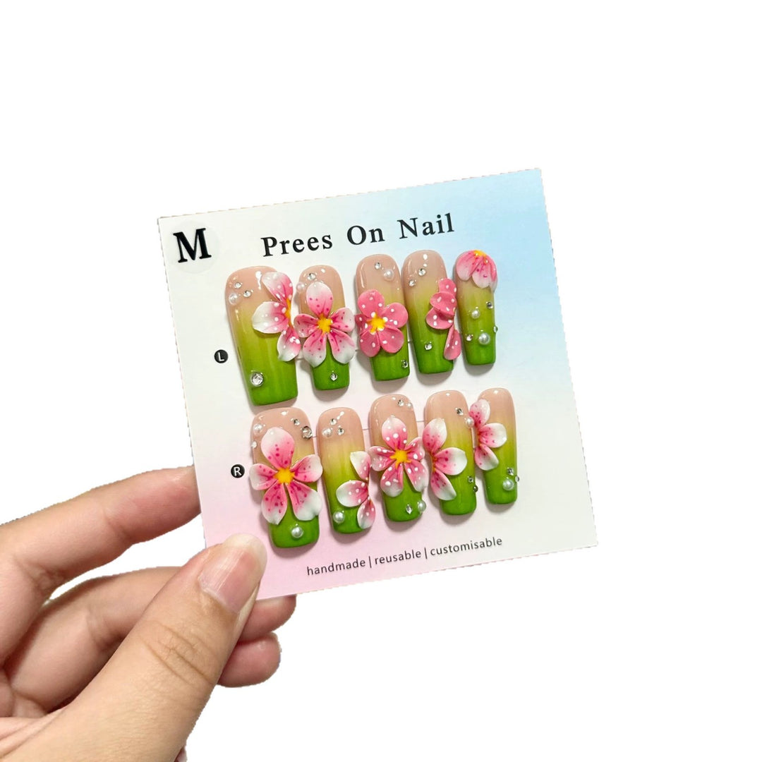 Handgemachte Blumenmotive Press-On Nägel