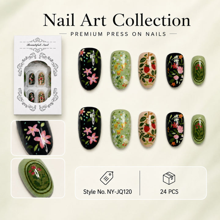 Kunstnägel mit floralem Design Karnz