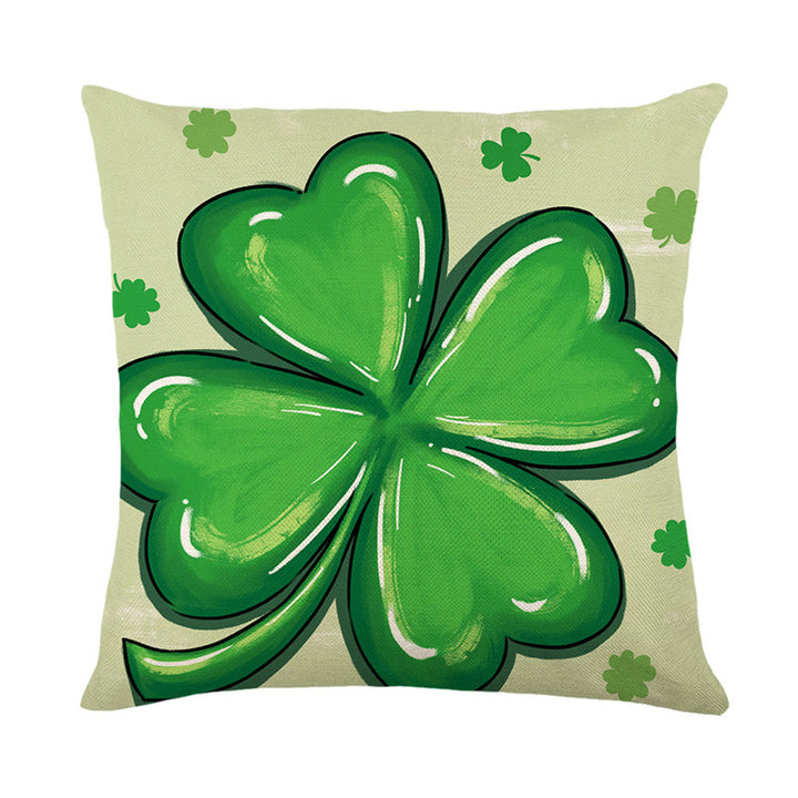 Dekorative Baumwoll-Leinen St. Patrick's Day Quadrat Kissenbezug mit Shamrock-Druck