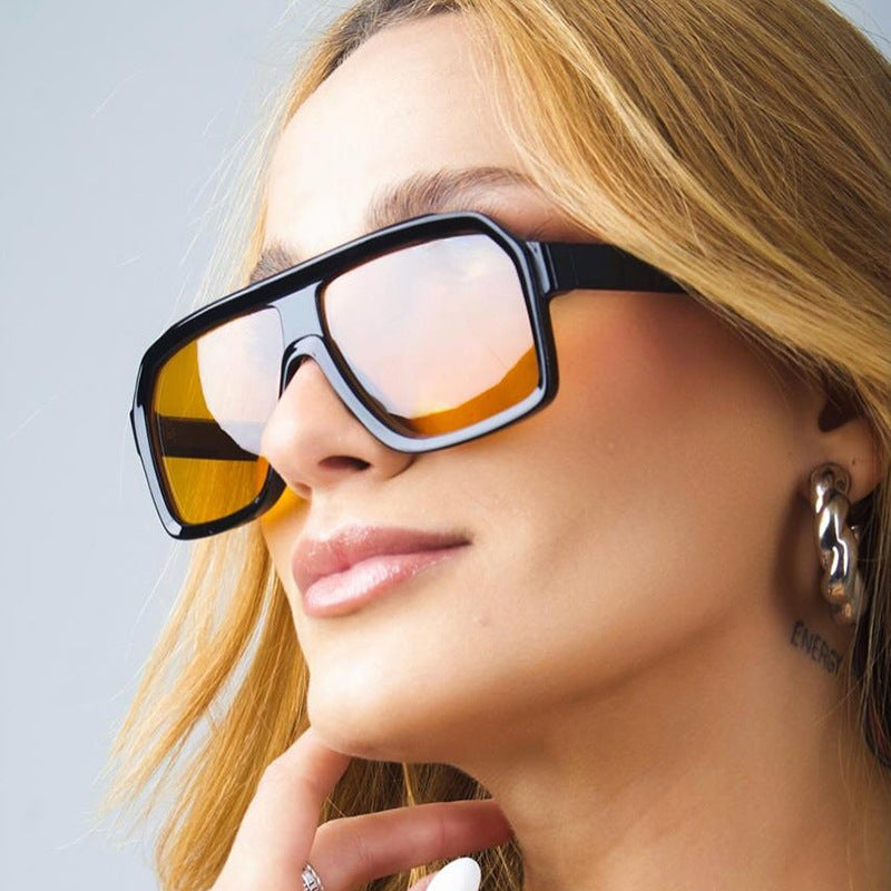 Damen große quadratische Sonnenbrille im modernen Design mit robustem Rahmen Karnz