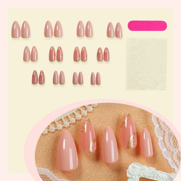 Premium Press-On Nail Set mit Floralakzenten Karnz