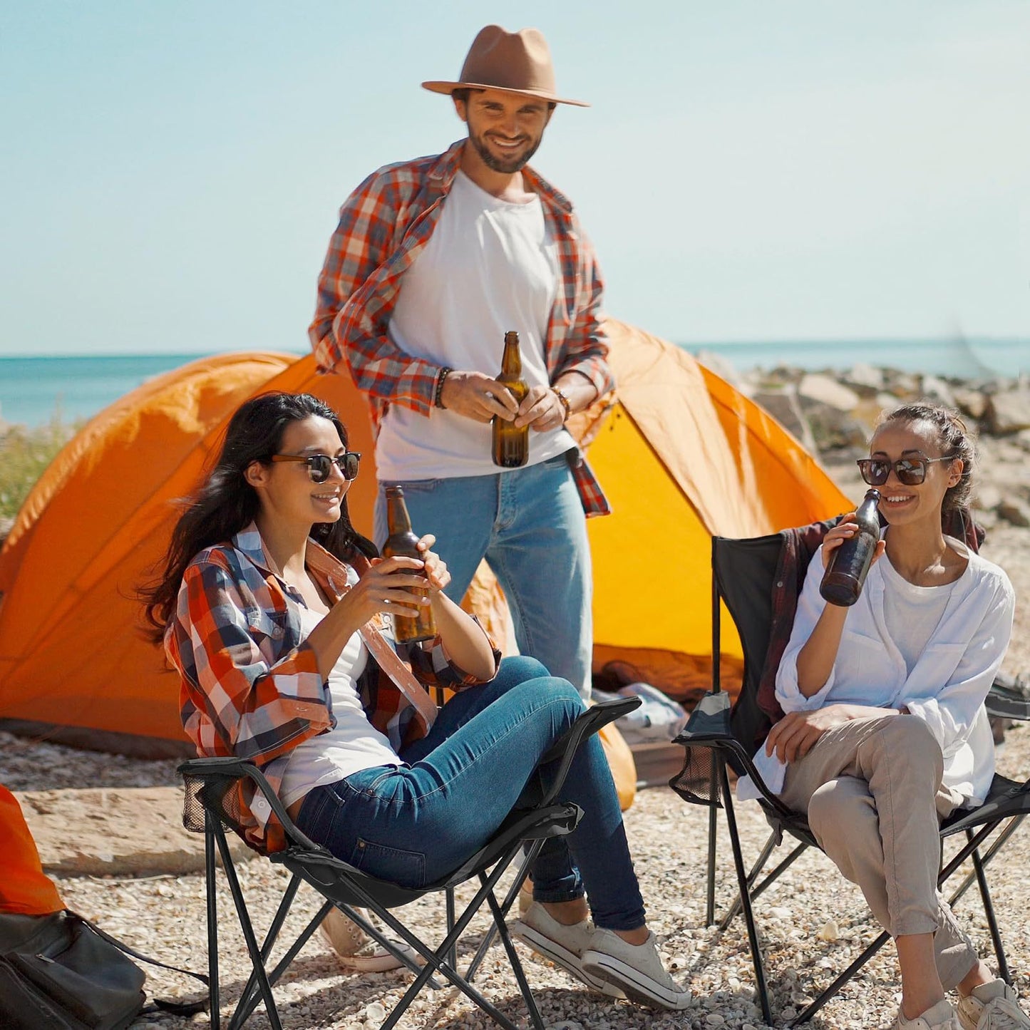 Unisex Tragbarer Campingstuhl mit stabiler Stahlkonstruktion Karnz