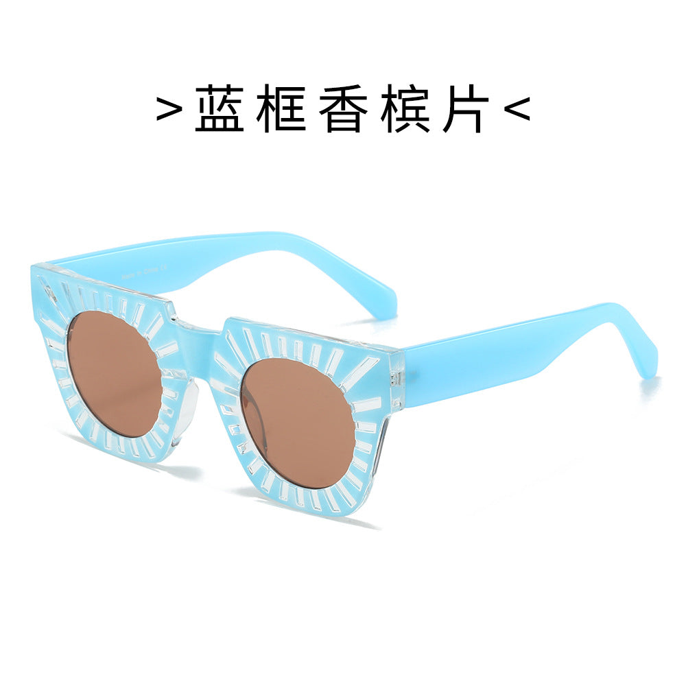 Damen Modische Sonnenbrille mit kreativem geometrischem Rahmen Karnz
