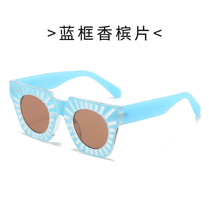 Damen Modische Sonnenbrille mit kreativem geometrischem Rahmen Karnz