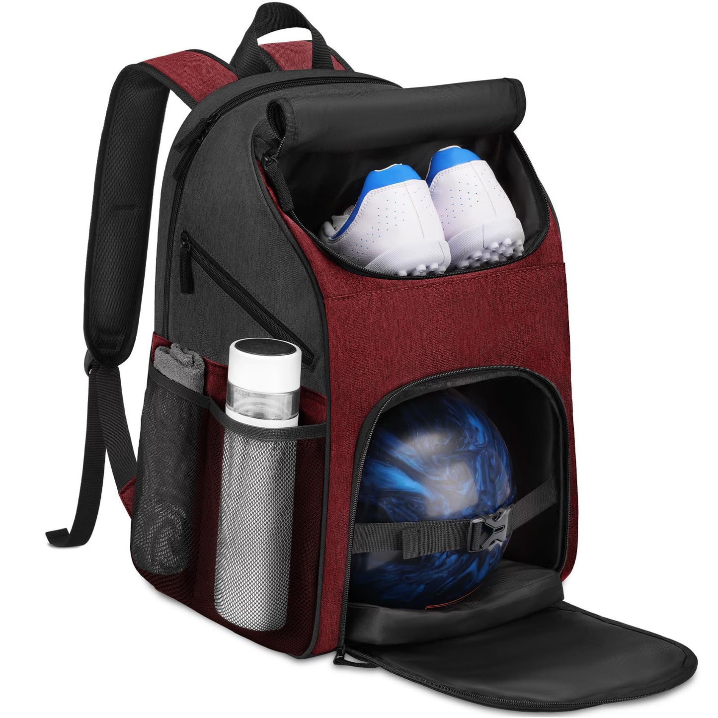Unisex Sportlicher Rucksack mit speziellen Fächern für Schuhe und Bowlingball Karnz