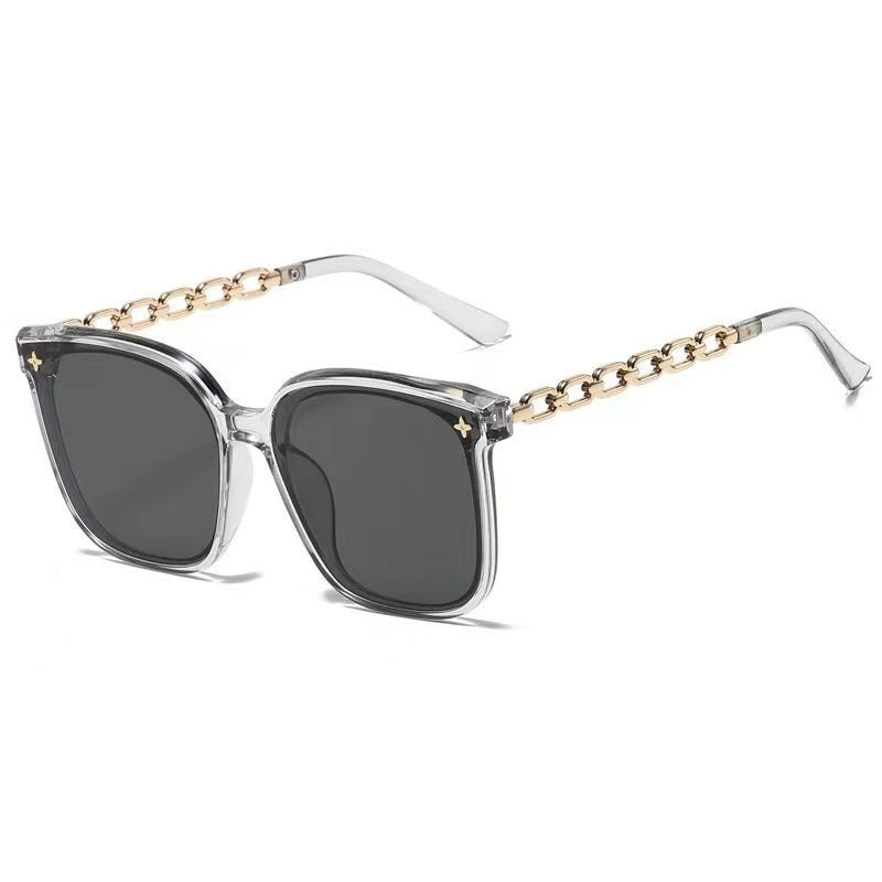 Damen extragroße Sonnenbrille mit modischem Kettenrahmen Karnz