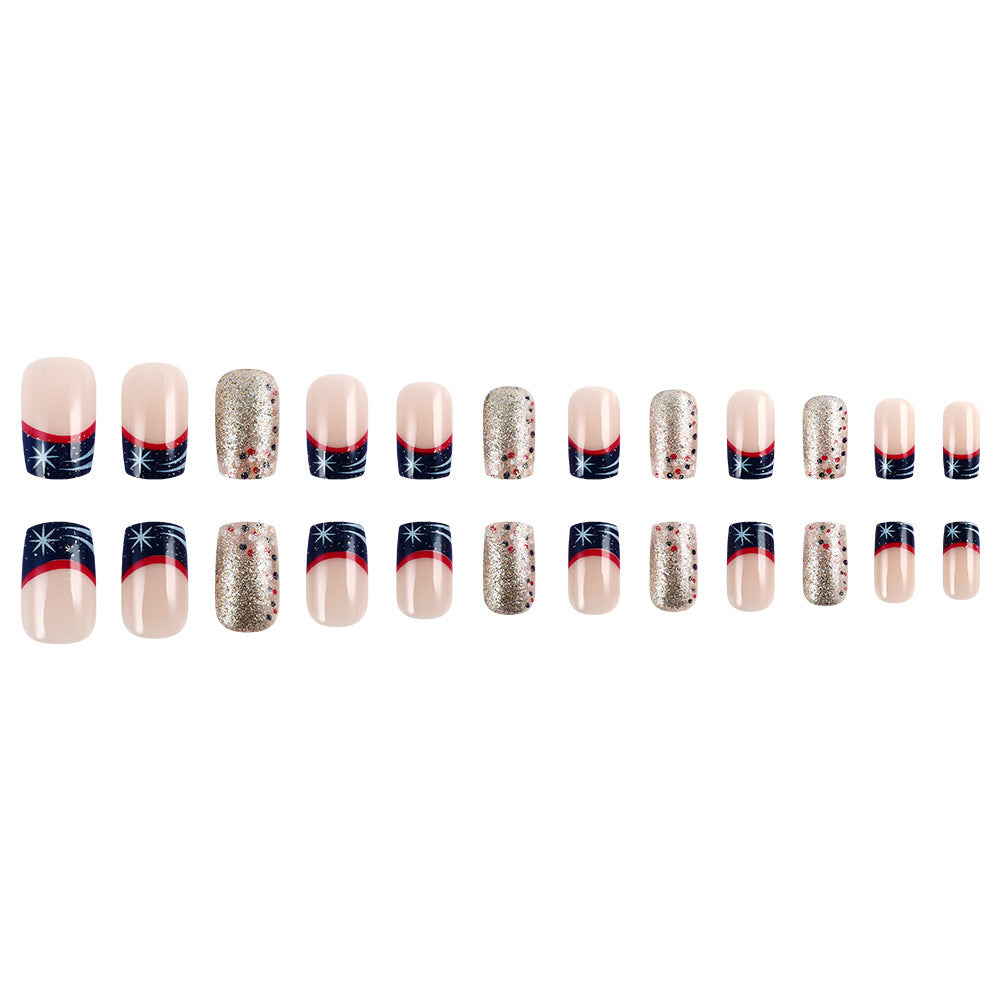 Dekoratives Press-On Nagelkunstset mit Glitterakzenten Karnz