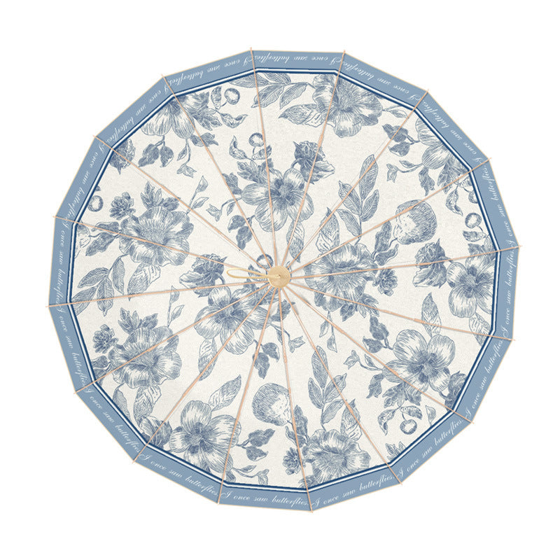 Damen eleganter Sonnenschirm mit floralen Mustern Karnz