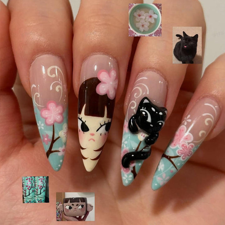 Künstlerisches Press-On Nageldesign Set Karnz