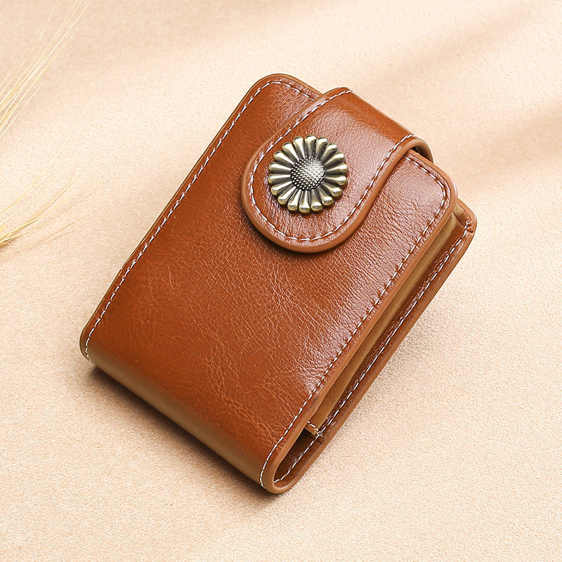 Vintage Leder Knopf Münztäschchen Karnz