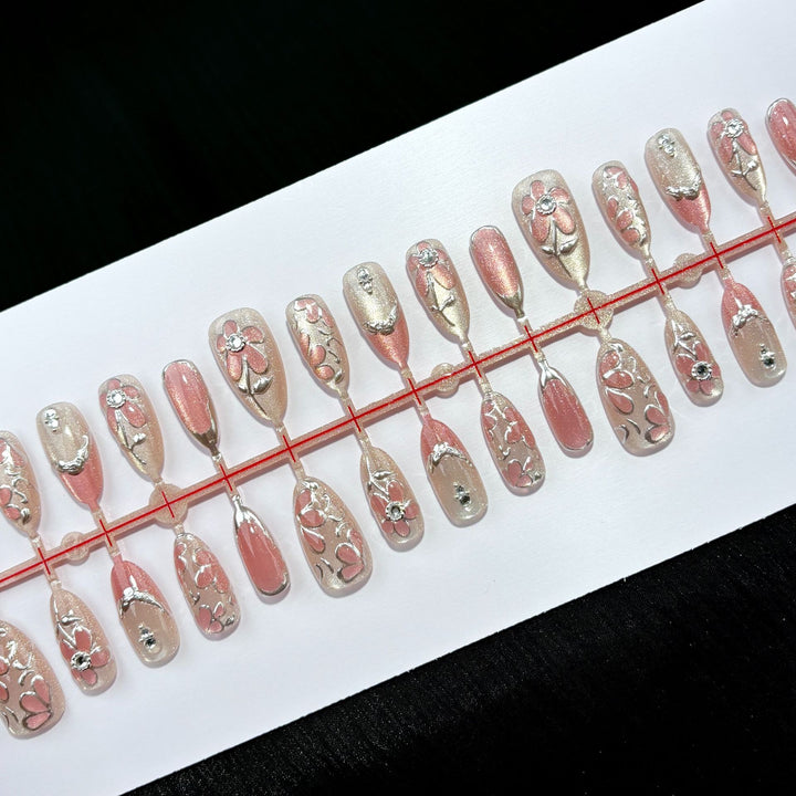 Elegante florale Press-On-Nagelset 1790745273