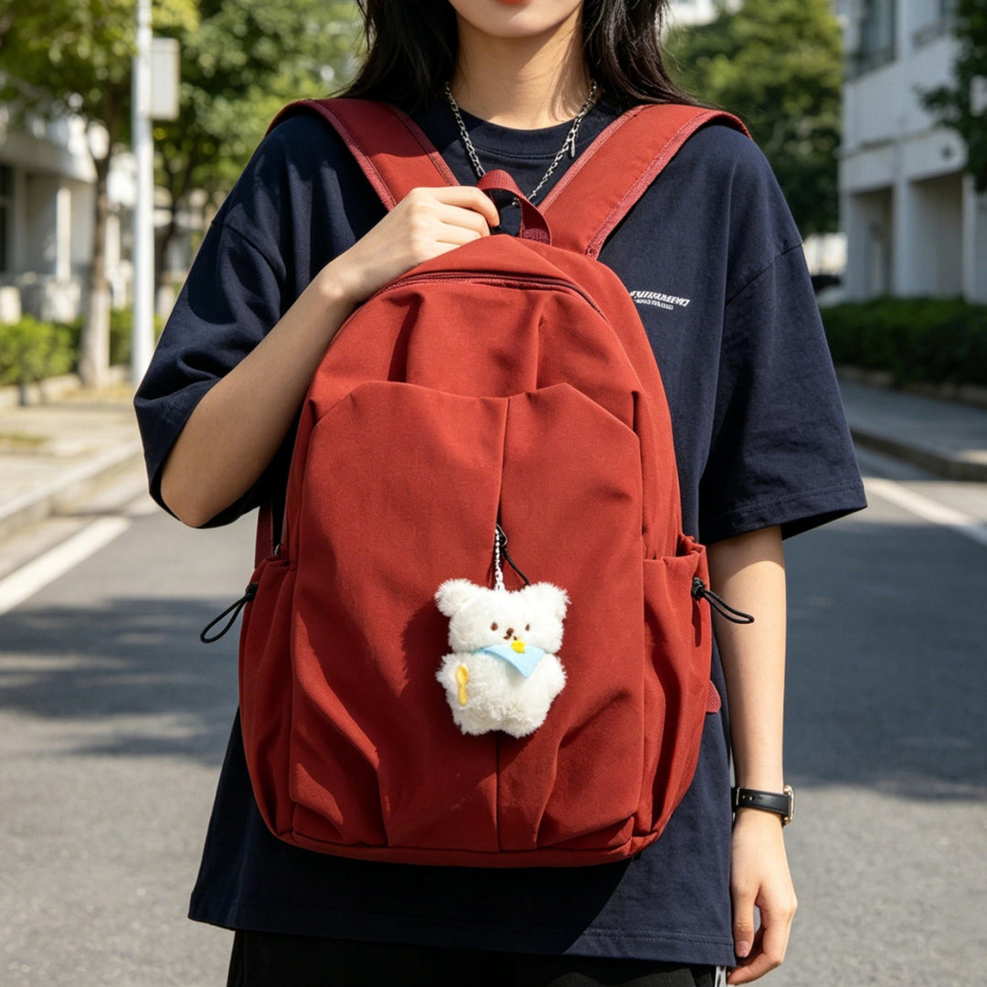 Rucksack mit Hochwertiger Verarbeitung und Süßem Teddy-Anhänger Karnz