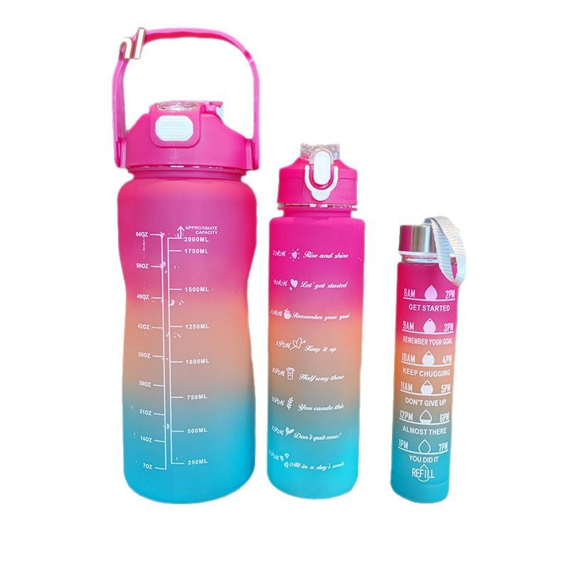 Damen ergonomische Wasserflasche mit Motivationsmarkierungen Karnz