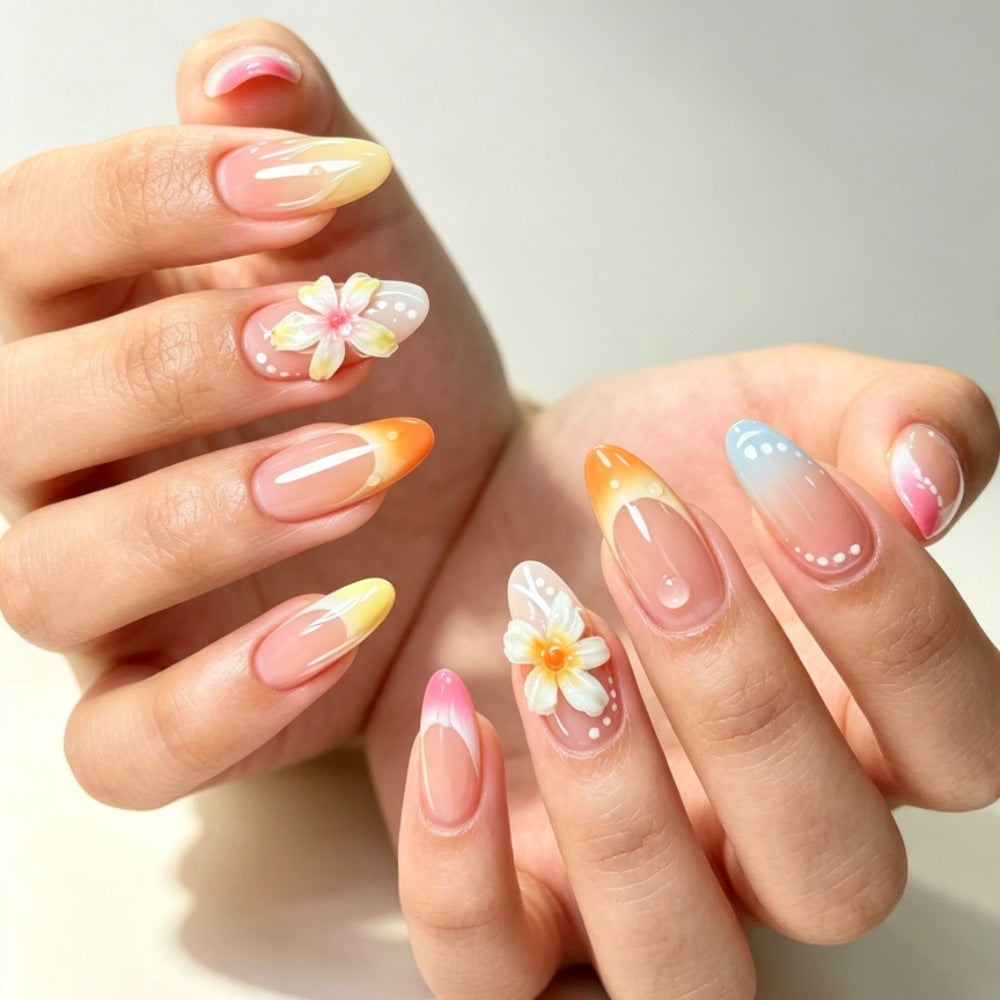 Floral- und Ombre-Press-On-Nagelkunst-Set Karnz