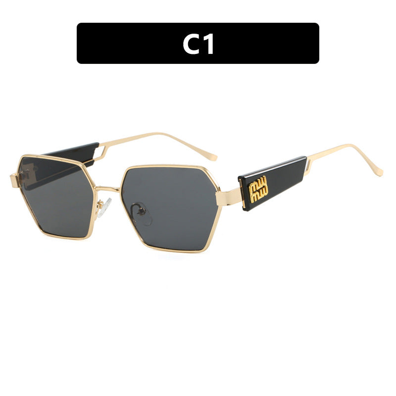 Damen hexagonale Sonnenbrille mit elegantem Metallrahmen und schützenden Gläsern Karnz