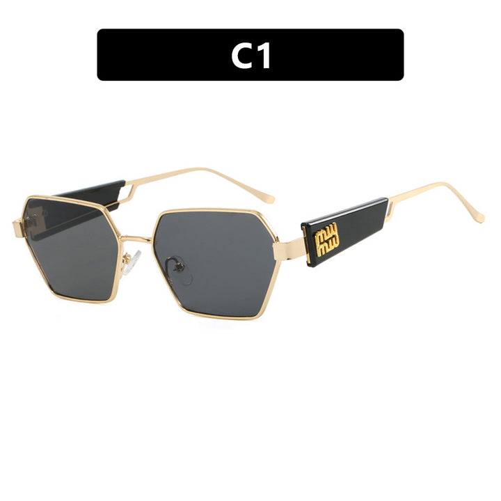 Damen hexagonale Sonnenbrille mit elegantem Metallrahmen und schützenden Gläsern Karnz