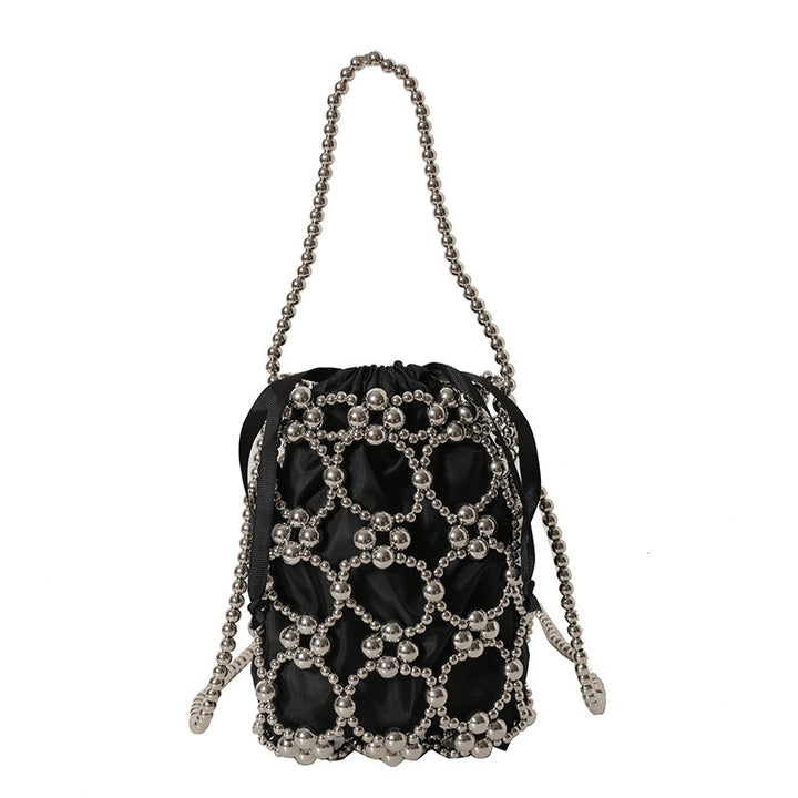 Elegante perlenverzierte Drawstring-Handtasche