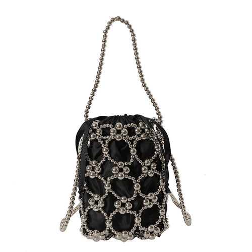 Elegante perlenverzierte Drawstring-Handtasche