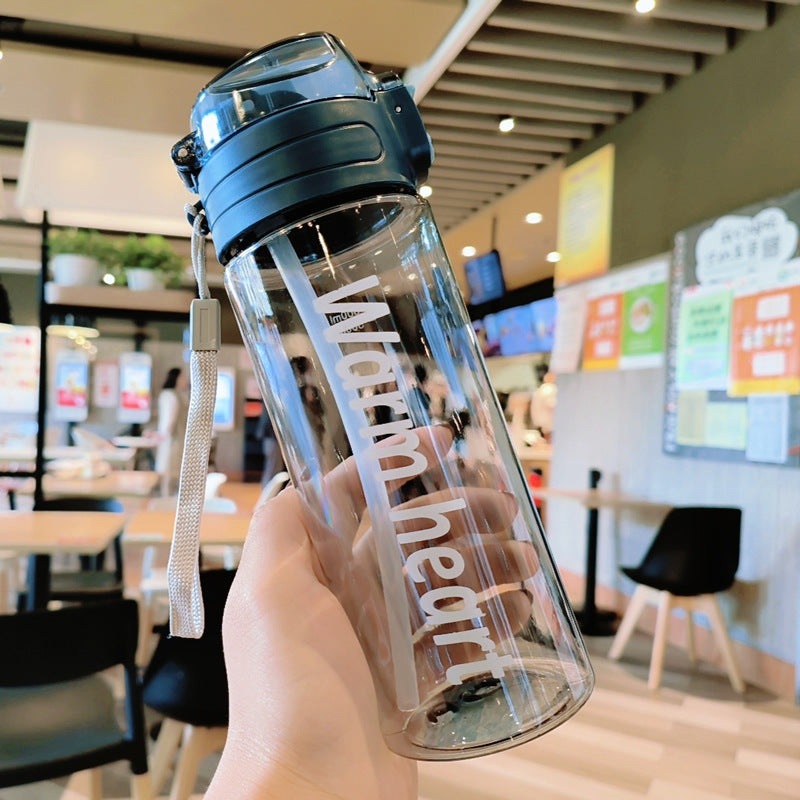 Damen transparente Trinkflasche mit ergonomischem Deckel Karnz