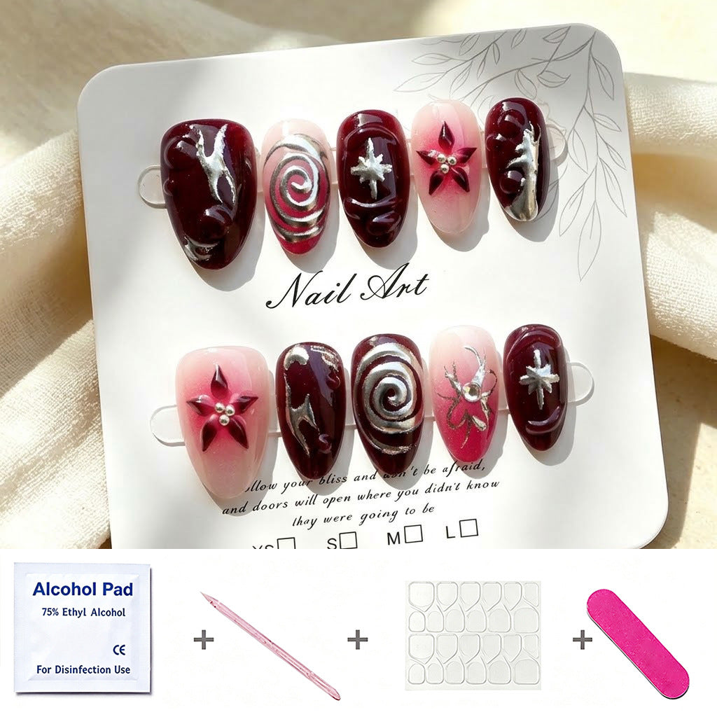 Luxuriöse dekorative Press-On-Nägel mit eleganten Designs