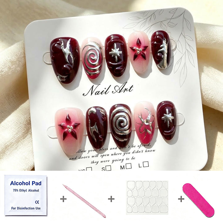 Luxuriöse dekorative Press-On-Nägel mit eleganten Designs
