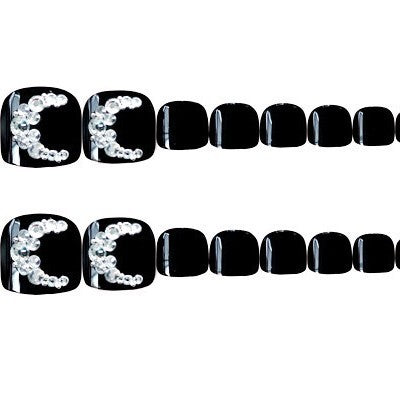 Elegante mit Strass verzierte Press-On-Fußnägel