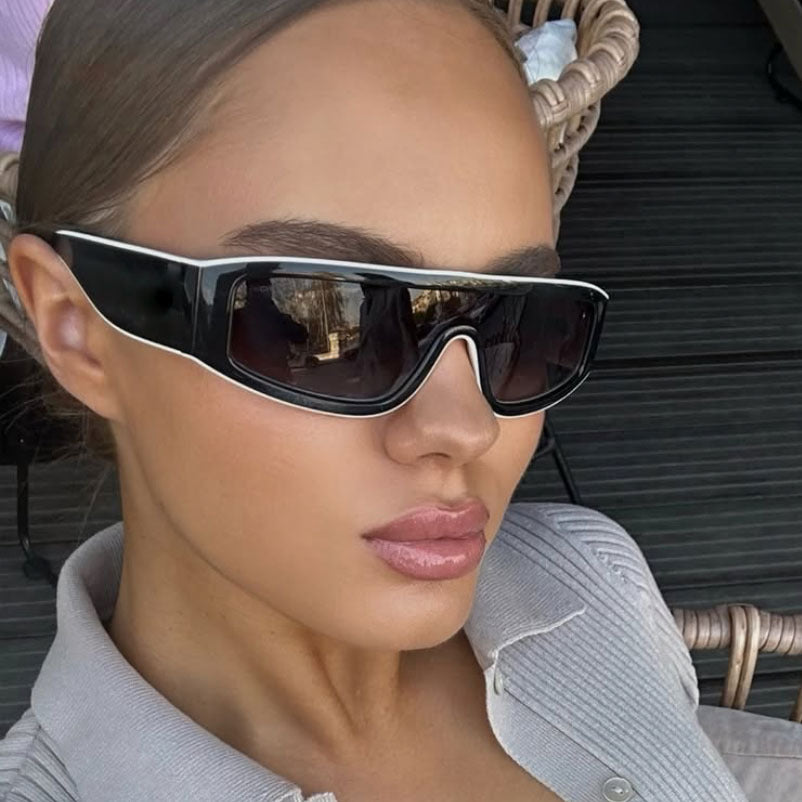 Damen modische Sportsonnenbrille mit innovativem Design und breitem Rahmen Karnz