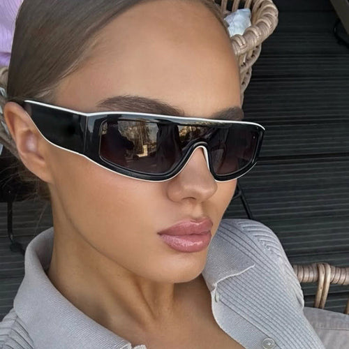 Damen modische Sportsonnenbrille mit innovativem Design und breitem Rahmen Karnz