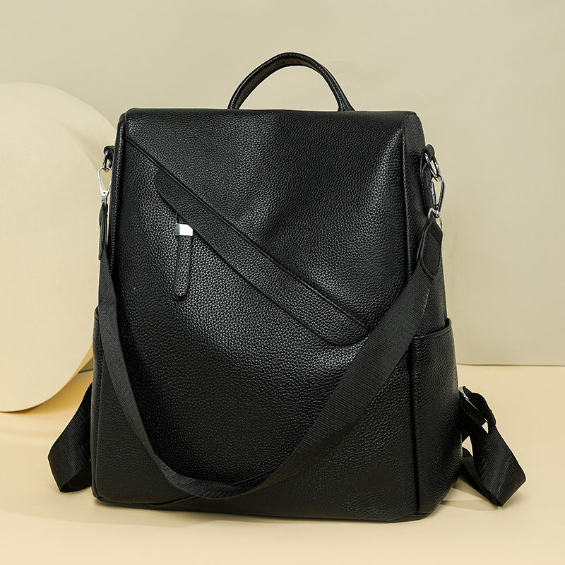 Chic Texturierter Leder Rucksack Karnz