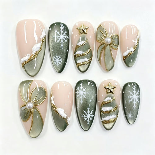Festliche dekorative Press-On-Nagelkunst-Set Karnz