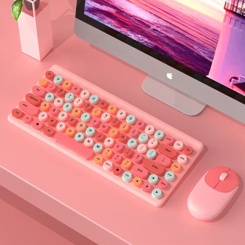 Retro Rundtasten Wireless Tastatur und Maus Set Karnz