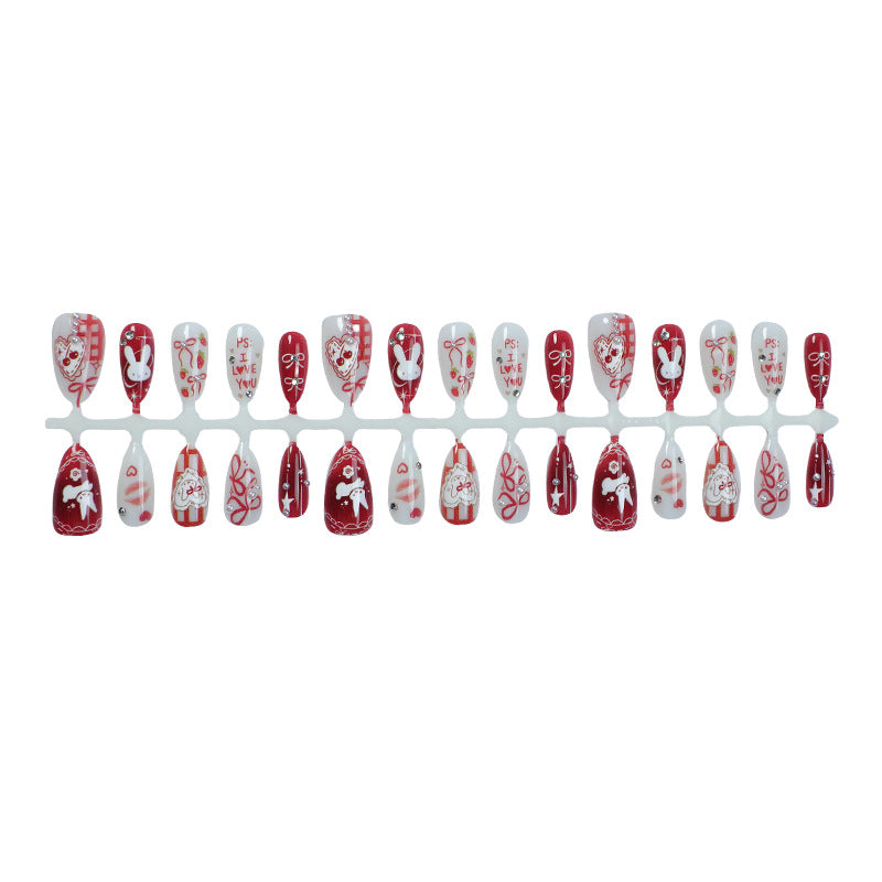 Romantisches Thema Press-On Nagelkunstset Karnz