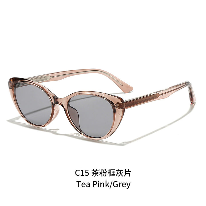 Damen Cat-Eye-Sonnenbrille mit transparentem Rahmen und UV-Schutz Karnz