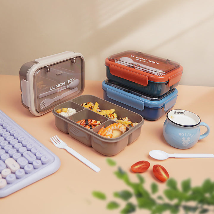 Mehrfach unterteilte Bento-Lunchbox mit integriertem Besteck