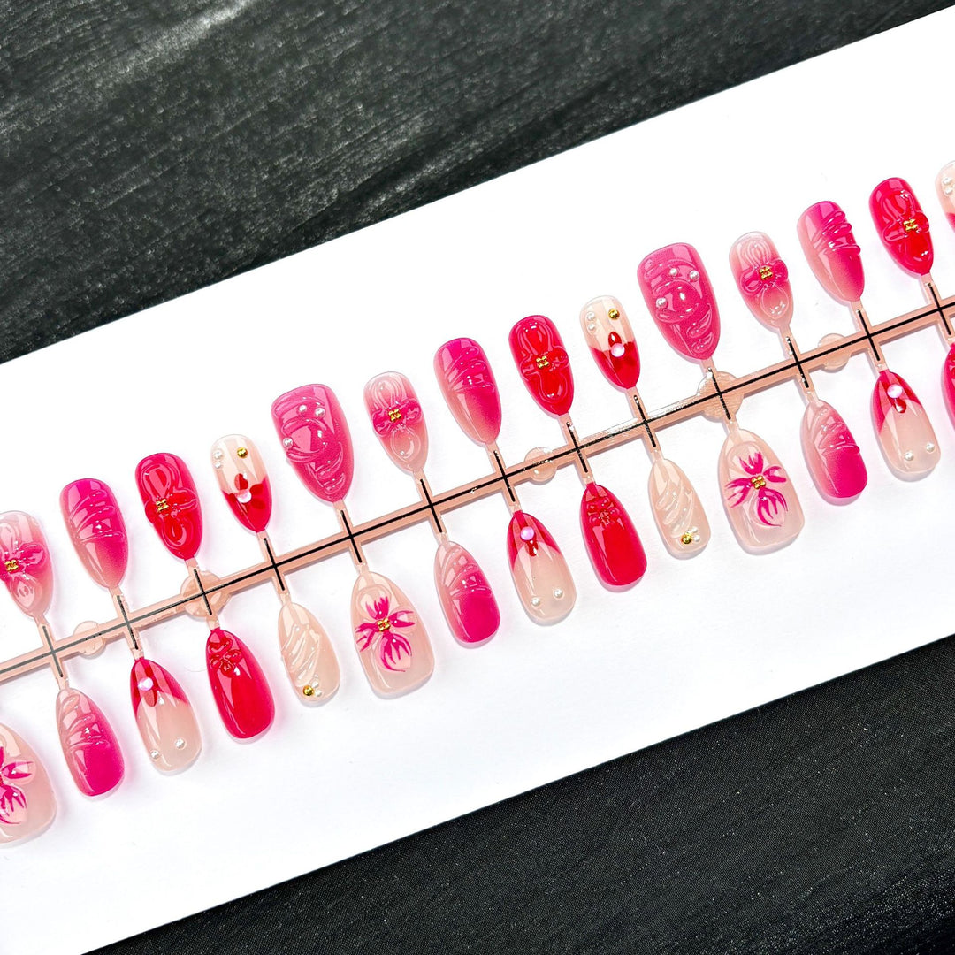 Elegante Polka Dot und Spitzen Press-On Nagel Set