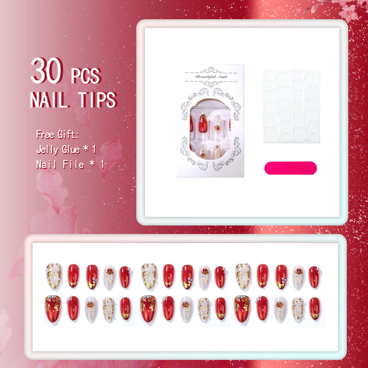 Elegantes Blumendesign Akzent-Klebe-Nagelset