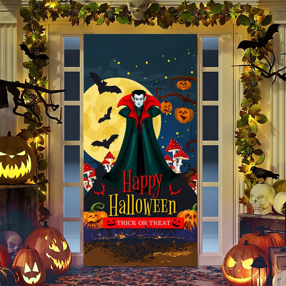 Halloween-Türposter mit großformatiger Grim-Reaper-Illustration und wiederverwendbarem PVC-Planenstoff