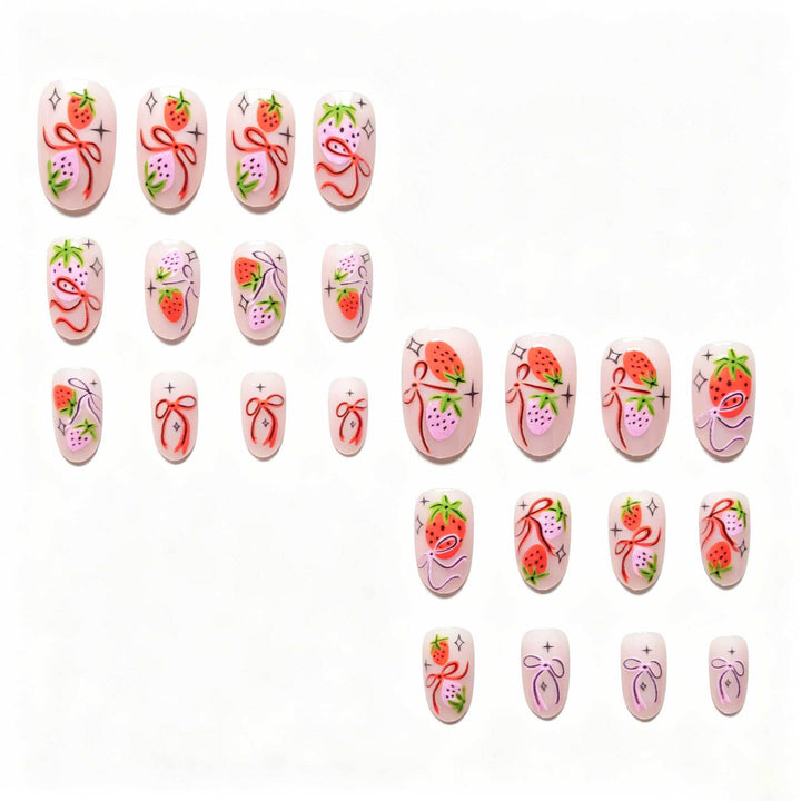 Erdbeeren-Themen Handgemalte Nagelkunst