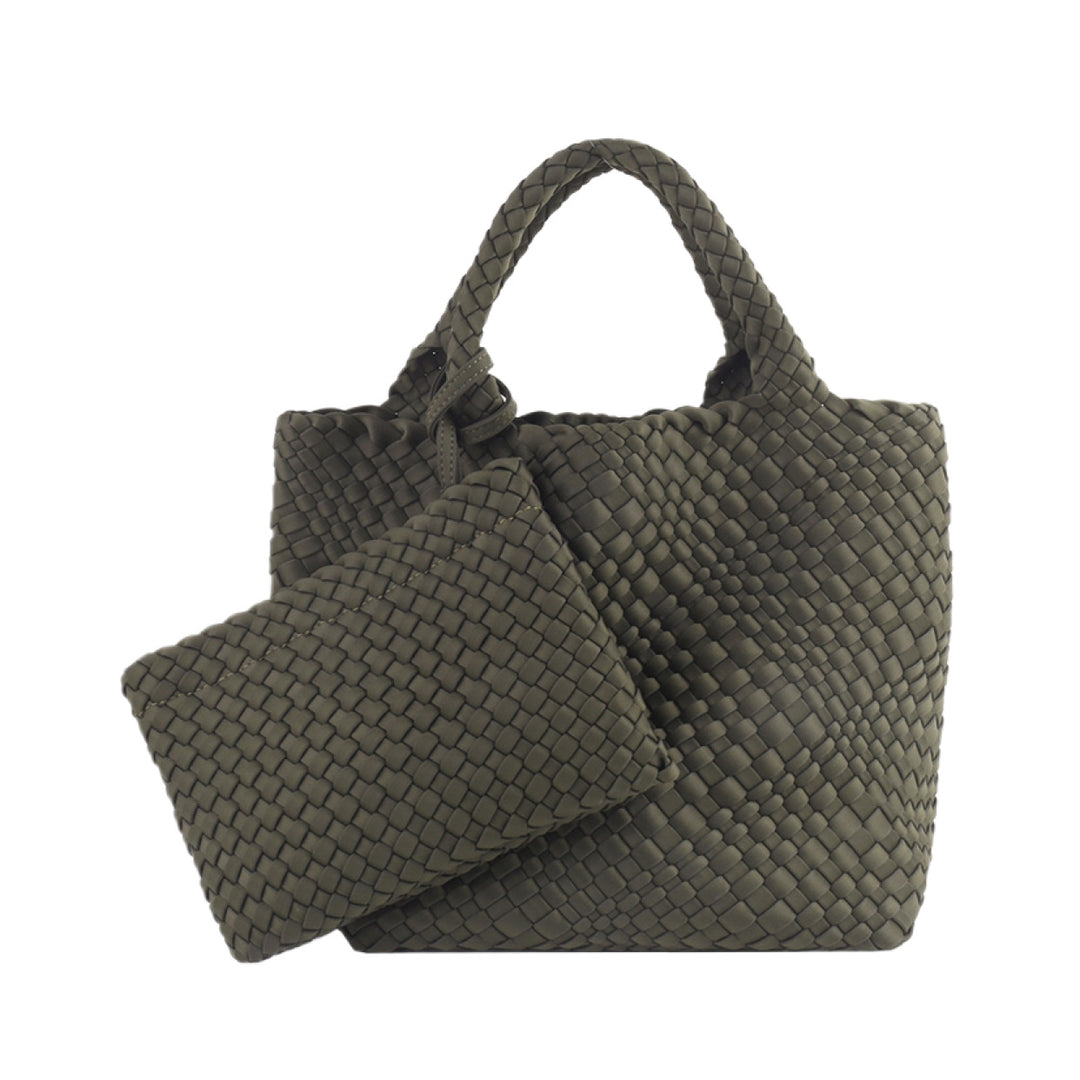 Geflochtene Handtasche mit Abnehmbarer Clutch Karnz