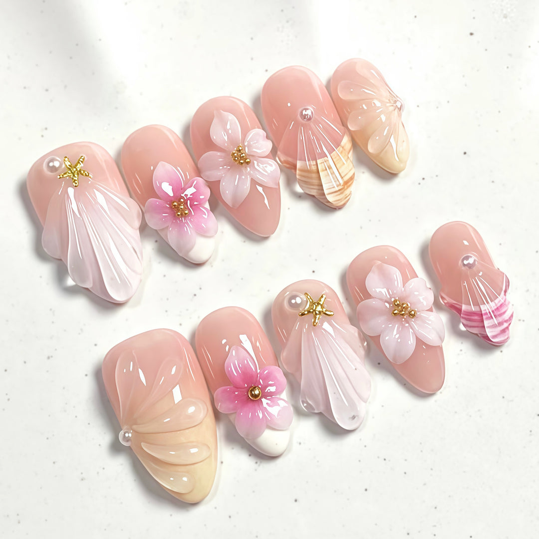 Dekoratives Blütenmotiv Nail Art Set zum Aufkleben
