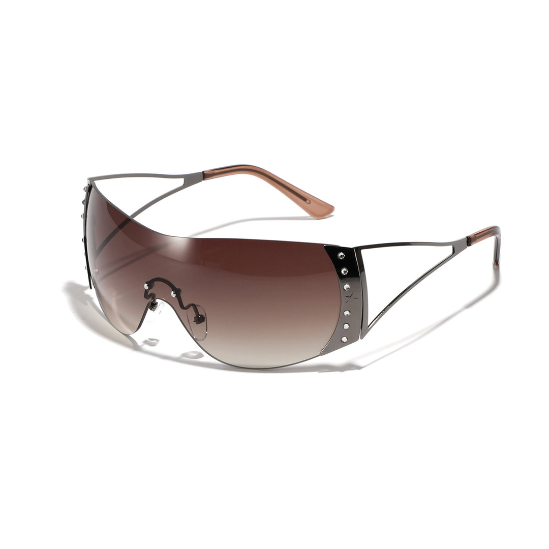 Damen futuristische Sonnenbrille mit stilvollem Rahmen und hochgradigem UV-Schutz Karnz