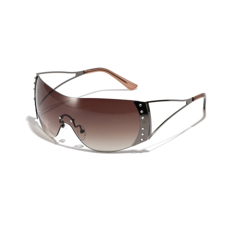 Damen futuristische Sonnenbrille mit stilvollem Rahmen und hochgradigem UV-Schutz Karnz