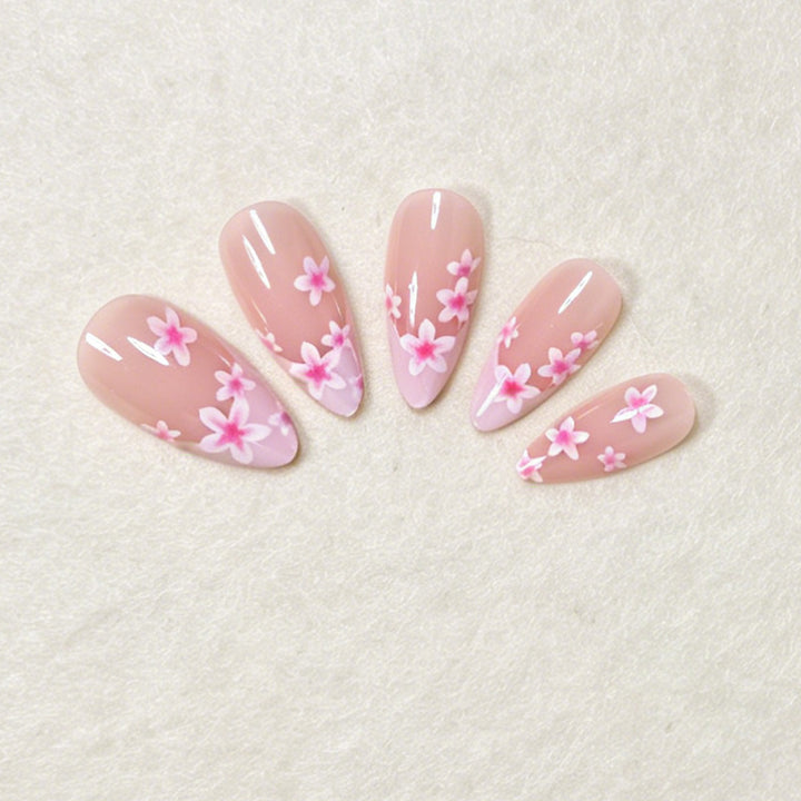 Floral Accent Stiletto Nagelkunst Set Karnz