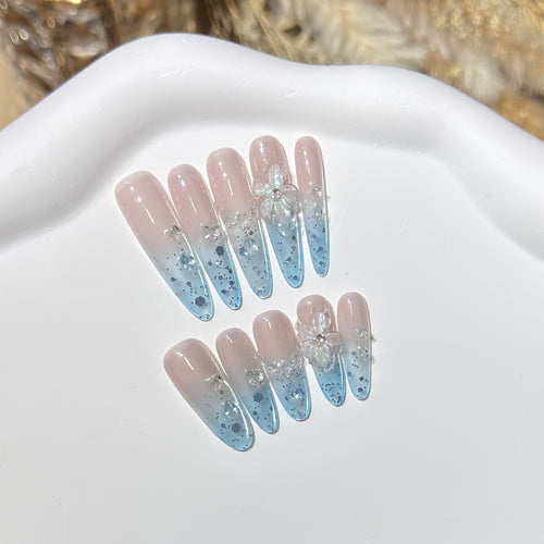 Ombre Floral Press-On Nail Art Set Karnz
