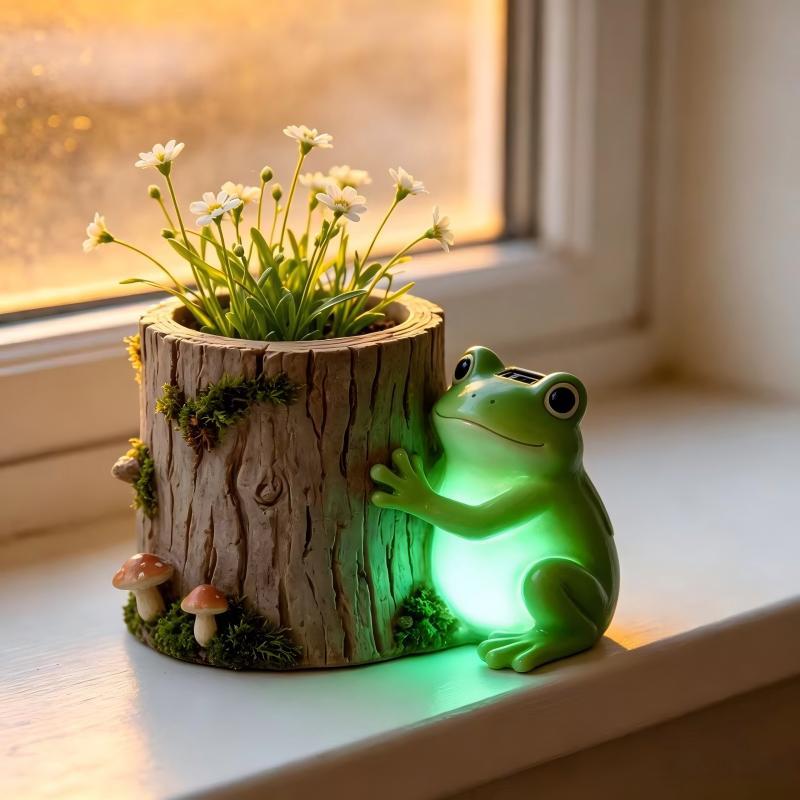Dekorative Pflanzenlampe mit Frosch-Motiv Karnz