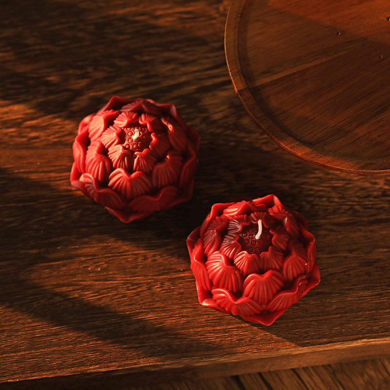 Handgefertigte skulpturale Petal Lotus Tischkerze