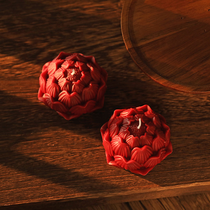 Handgefertigte skulpturale Petal Lotus Tischkerze