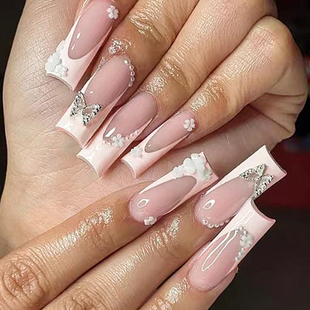 Dekorative florale Press-On Nagelverlängerungen
