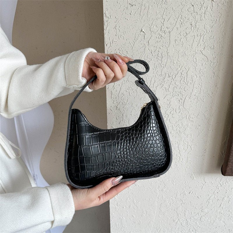 Elegante Kroko-Prägung Schultertasche