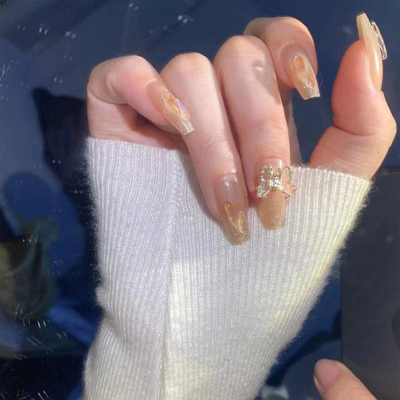 Kunstnagelset mit funkelnden 3D-Schmetterlingsverzierungen Karnz